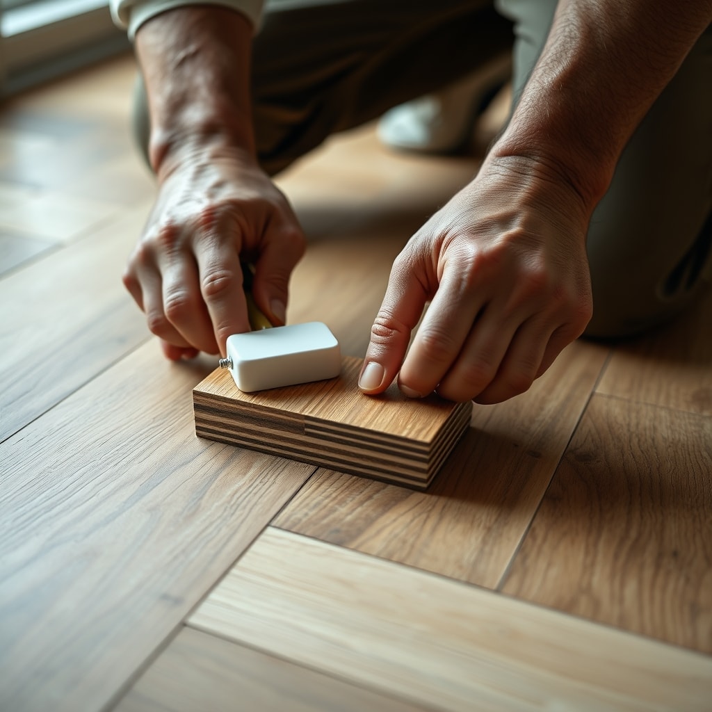 Détail du calepinage et de l'ajustage des lames de parquet