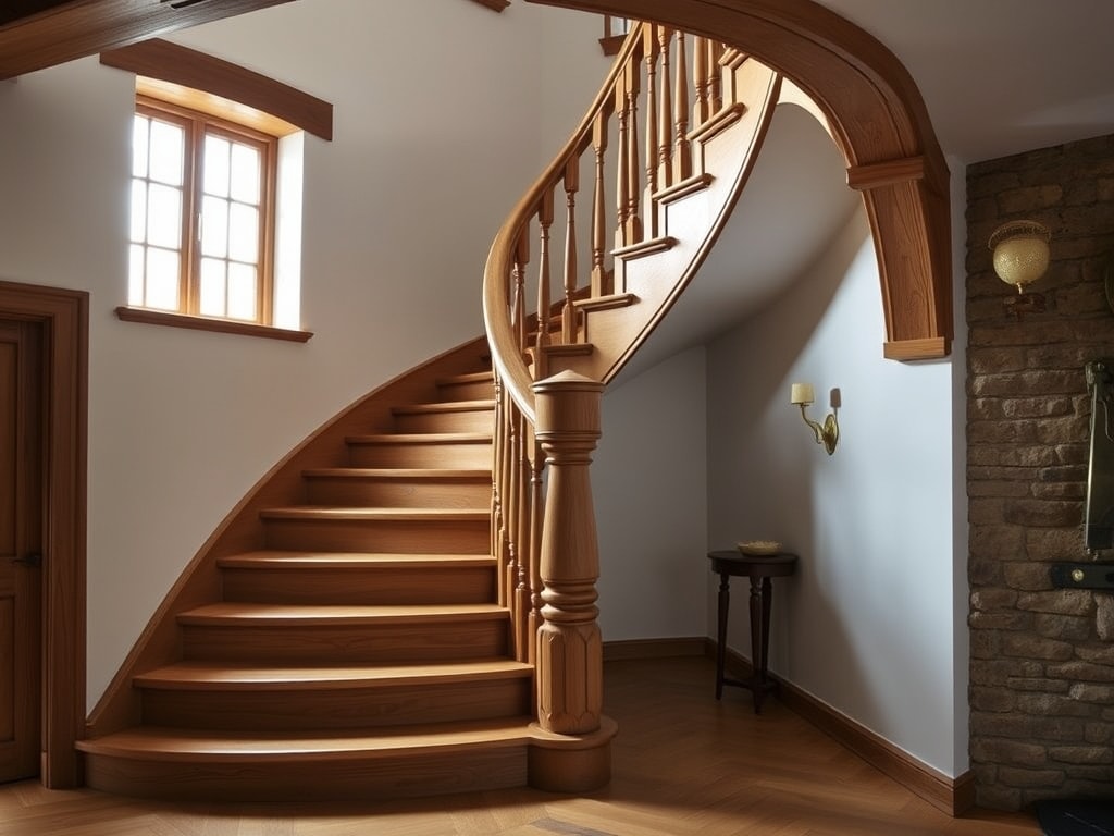 Escalier en chêne sur mesure avec limon et rampe bois