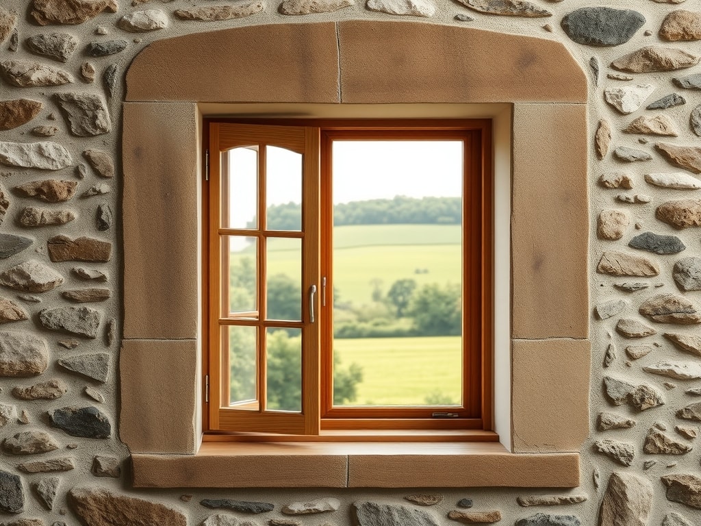 Fenêtre bois sur mesure posée dans un mur en pierre